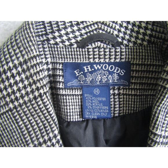 E.H. Woods Glen Plaid Wool Blend Blazer Women’s Size 14 Vintage Checked Jacket - Picture 2 of 5